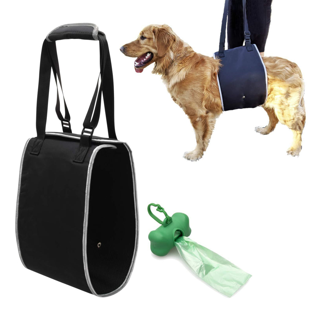UGLY MONKEY Reflective Adjustable Dog Lifting Sling Harness Support - for Injured, Elderly or Disabled Pets - Complete with Bone Shaped Dog Waste Bag Dispenser (Large) L - PawsPlanet Australia