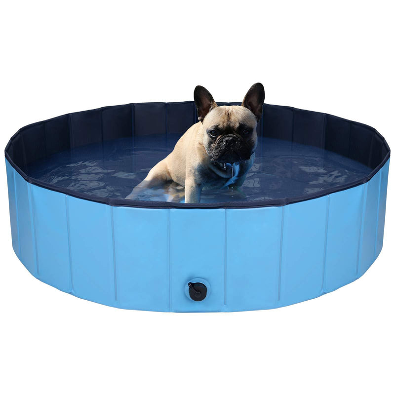 Filfresh Doggy Paddling Pool 80 * 20 cm for Puppy Little Dog Foldable Paddling Pool 32 Inch Dog Paddling Pool Small Blue Pet Paddling Pool PVC 0.55 mm Dog Swimming Pool Dog Bath Tub Pet Bath - PawsPlanet Australia
