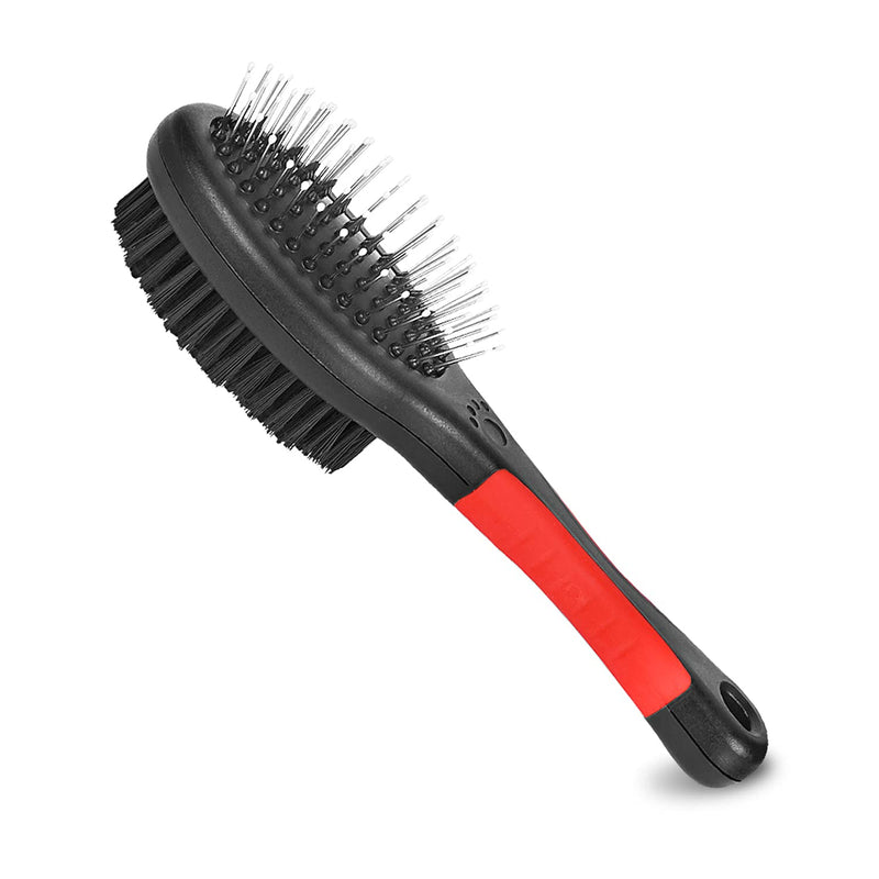 Dog Brush for Grooming 2 Sided Pin & Bristle Removing Shedding Long and Short Hair, Cat Brush Grooming Comb for Detangling and Dirt Cleaning - PawsPlanet Australia