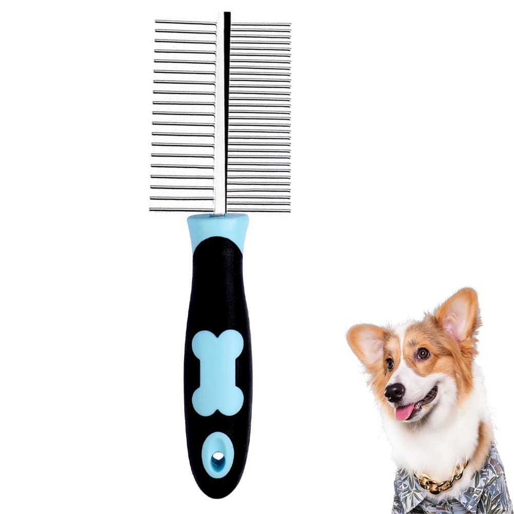 kuou Pet Grooming Comb,Double Sided Grooming Comb Dog and Cat 2 in 1 Hair Comb for Large Medium and Small Pets - Medium and Long Hair - PawsPlanet Australia