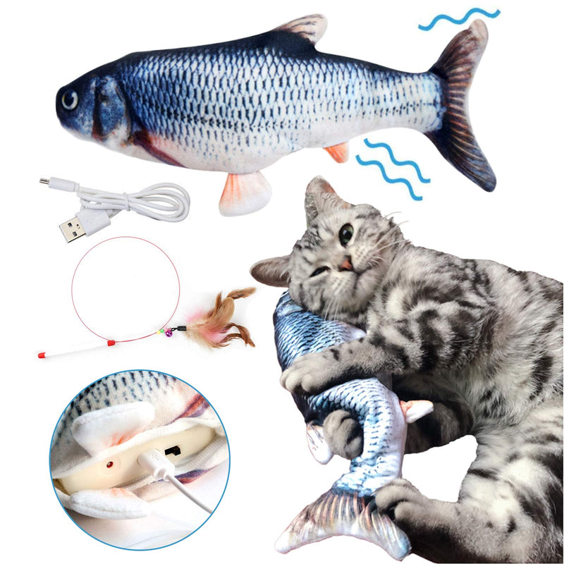 VEGCOO Electric Wagging Fish Toy for Cat, Realistic Moving Cat Fish Toy Chew Simulation Funny Interactive Toys for Cats Pets Kitten Biting/Chewing/Kicking (A) A - PawsPlanet Australia