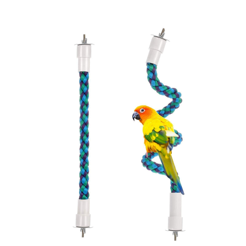 AKlamater Rope Perch, 2 Pcs Bendable Parrot Perches Bird Cage Stand Sticks Paw Grinding Toys for Cockatiel Budgie Parakeets etc - PawsPlanet Australia