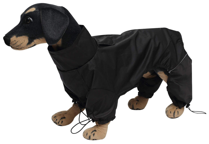 Morezi Dog raincoat, dog rain coat poncho waterproof clothes with safe reflective stripes and zipper closure for small medium and large pet - Black - XS X-Small(Back: 30cm) - PawsPlanet Australia