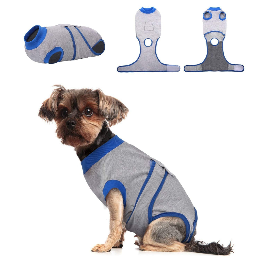 Kuoser Dog Recovery Suit for Male/Female, Cat Abdominal Wound/Skin Disease Anti-licking Protector, Puppy After Surgery Shirt, E-collar Alternative for Pet Small Medium Large XS-Back Length:8.3-11" Grey - PawsPlanet Australia