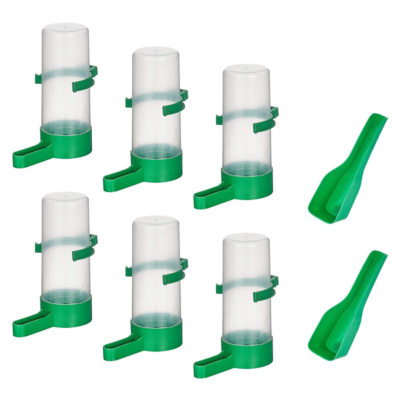 AHANDMAKER 6 Pcs Automatic Bird Water Bottle, 140ml Automatic Bird Feeder and 2 Pcs Plastic Pet Food Scoops, Bird Water Bottle Drinker Container Food Dispenser Hanging in Birds Cage - PawsPlanet Australia