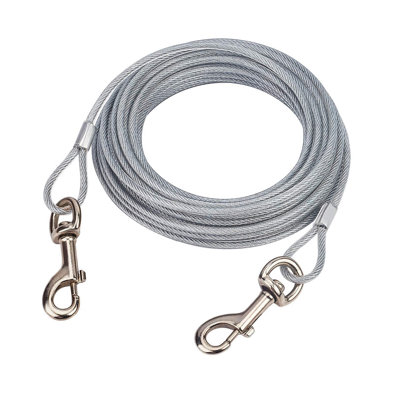 AHANDMAKER Dog Tie Out Cable, 32 Ft (10m) Heavy Duty Cable Dog Leash Doggie Training Lead Line Steel Wire Rope, Great for Yard, Camping, Outdoors(Silver) - PawsPlanet Australia