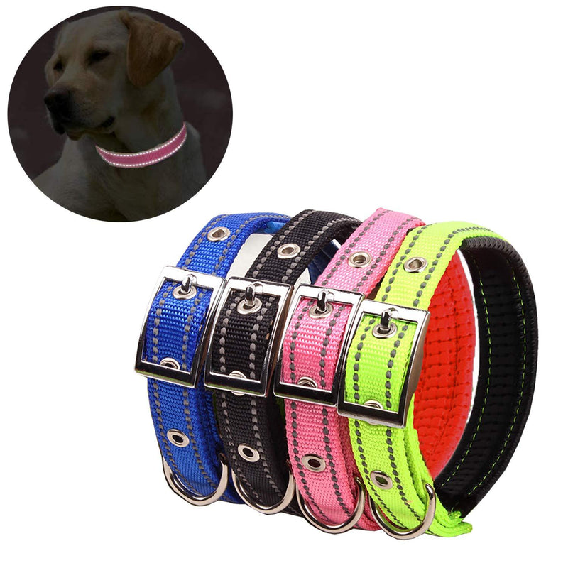 4-Pack four-Color reflective dog collar, breathable nylon foam pet collar, adjustable collar, suitable for small and medium-sized dogs, size L (42-52CM) L(42-52CM) - PawsPlanet Australia