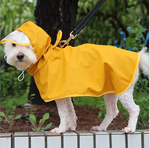 Podazz Dog Raincoat Small Medium Dog Poncho with Hood, Pet PU Rain coat for Dogs Cats Apparel Clothes, Ultra-Light Breathable Dog Rain Jacket for Puppies Small Medium Dogs Yellow M - PawsPlanet Australia