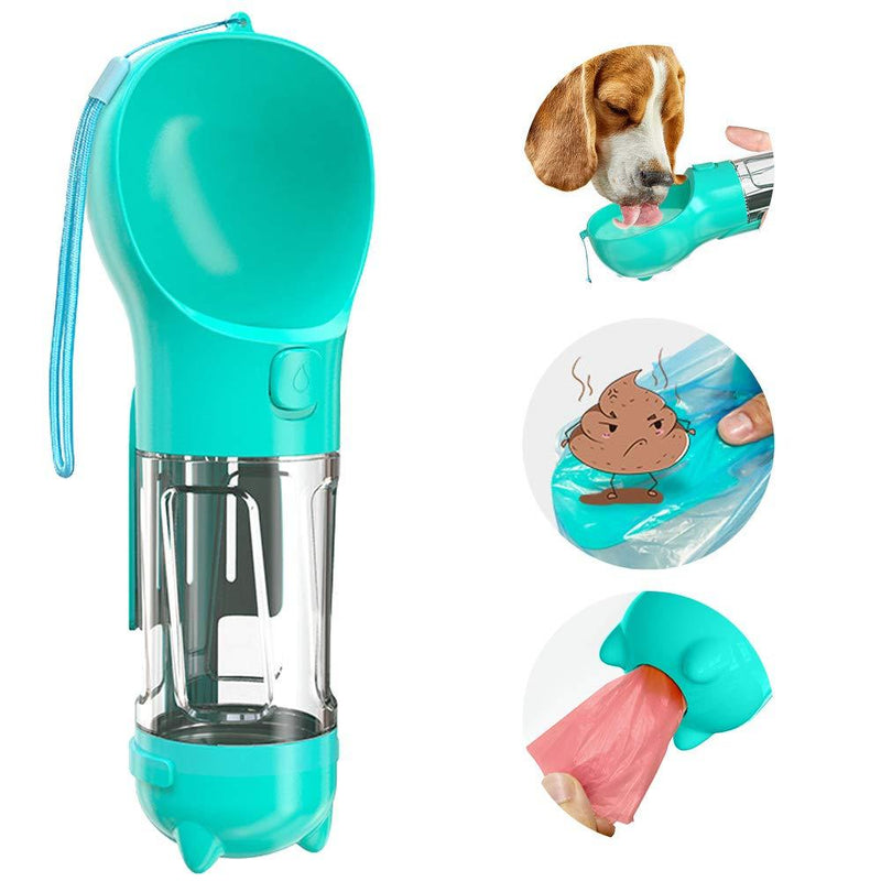 Phiraggit Dog Water Bottle, Portable Water Dispenser with Water Tank, Poop Bag and Poop Shovel, Dog Gift for Dogs, Kittens and Pets (300 ML, Lake Blue) - PawsPlanet Australia