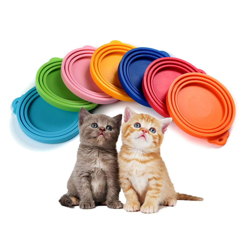 CHSG 7 Pack Silicone Pet Food Can Covers, Universal Size Silicone Cat Dog Food Can Lids, With A Claw-Like Small Handle, Slips On And Off Easily, Keep The Food Fresh Longer For Your Pet, Non-Toxic - PawsPlanet Australia