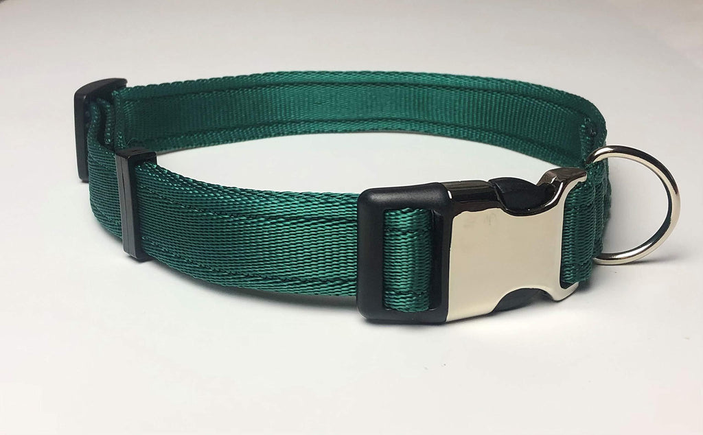 KLASSY K9 DOG COLLAR HUNTER GREEN WEBBING LARGE 1" WIDE - PawsPlanet Australia