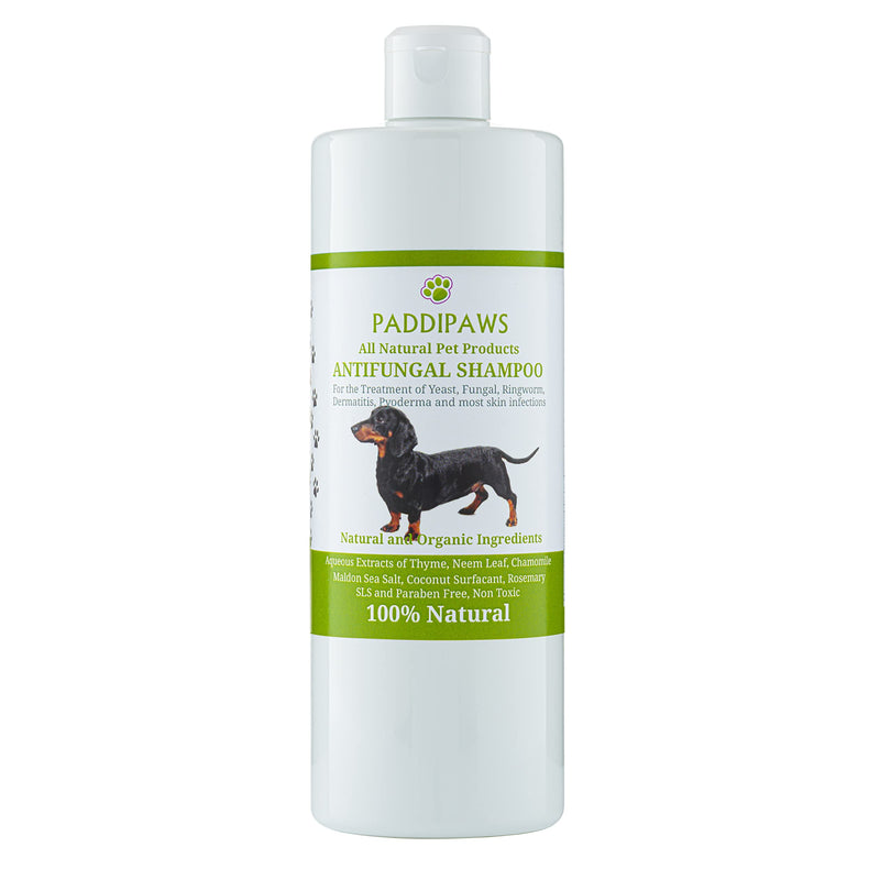 PADDIPAWS 100% Natural Antifungal Dog Shampoo and Antibacterial Dog Shampoo for Yeast Infections, Ringworm, Dermatitis, Pyoderma - Safe Natural Ingredients - Paraben and SLS Free - 500ml - PawsPlanet Australia