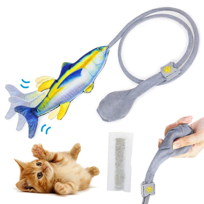 AnCoSoo Moving Fish Cat Toy,Catnip Fish Toys for Cats,Simulation Plush Wagging Fish Toys For Cat/Kitty/Kitten,Washable Chewing Cat Toys can Help Teeth Cleaning,Motion Sensor Cat Toy for Cat Gifts fish toy - PawsPlanet Australia