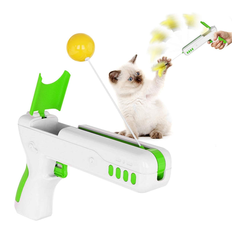 RBNANA Interactive Cat Toy, Cat Stick Toy Kitten Funny Toy with 2 Replaceable Cat Toy Accessories (Green) GREEN - PawsPlanet Australia