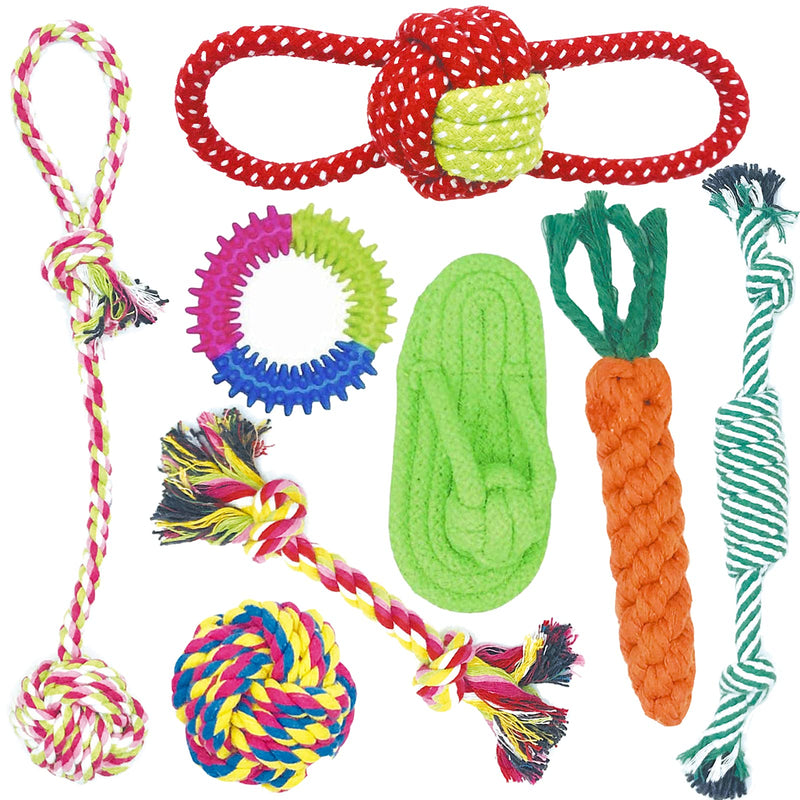 Puppy Toys, WeFine 8pcs Dog Chew Toys for Small and Medium Dog , Rope for Teeth Cleaning or Training Toys Set 8 pack - PawsPlanet Australia