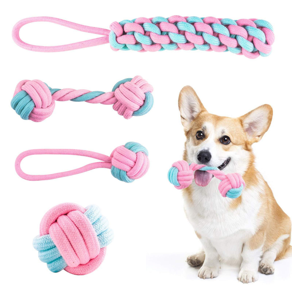 FENRIR Dog Rope Toys,Dog Chew Toy Set,Rope Ball, Beneficial to Dog's Mental Health, Dog Interactive Toy, Tooth Cleaning Toy for Small/Medium Dogs(4 Pcs) 4 Pcs - PawsPlanet Australia