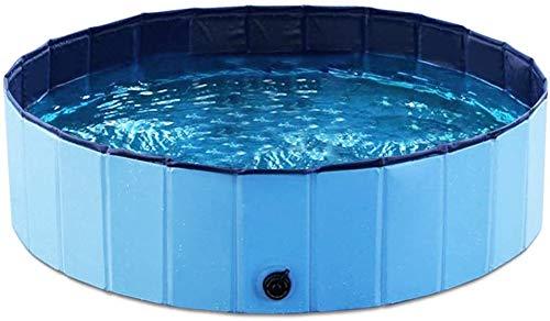 HYF 120CM Diameter Collapsible Pet Dog Bath Pool, Kiddie Pool Hard Plastic Foldable Bathing Tub PVC Outdoor Pools for Dogs Cat Kid (BLUE) - PawsPlanet Australia
