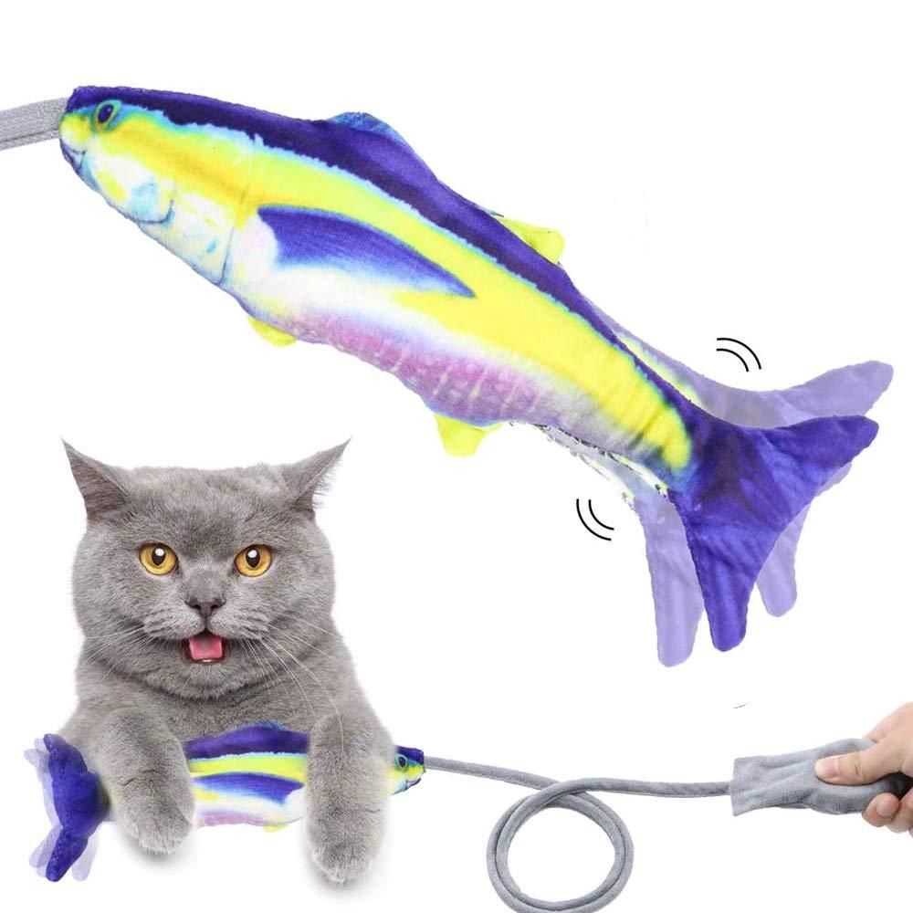 Bojafa Cat Catnip Toys for Indoor Cats, Manual Control Floppy Wagging Fish with Bell, Funny Kitten Toy for Chew Biting Kicking Multi-colored - PawsPlanet Australia