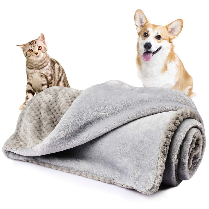 Onarway Dog Blanket Washable, Fluffy Sherpa Puppy Blanket, Fleece Thicken Pet Blanket Throw For Dogs Puppy Cats & Other Small Pets (XS (80CM x 60CM), Grey) XS (80CM x 60CM) - PawsPlanet Australia
