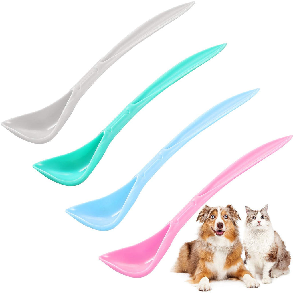 4 Pieces Pet Food Can Spoons Dog Cat Can Spoons Long Handle Dog Can Spoons Plastic Curved Design Pet Food Mixing Spoons - PawsPlanet Australia