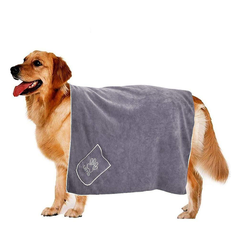 GZGZADMC Super Absorbent Doggy Bath Towel, Microfiber Pet Bath Towel| Quick Dry Bathrobe for Dog Cat Bathing-Gray Gray - PawsPlanet Australia