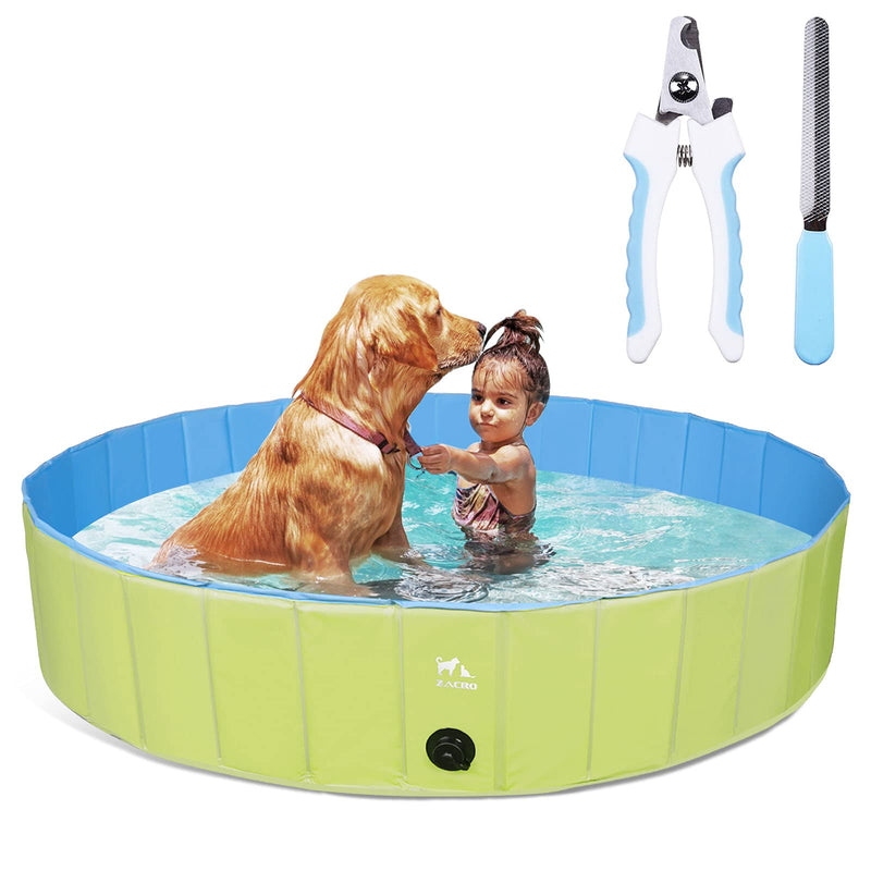 Zacro Foldable Dog Pool, Hard Plastic Dog Pool for Large Dogs Pet Paddling Bath Kids Pool Bathing Tub Swimming Pool for Dogs and Kids, 63inch x 11.8inch XXL(160x30cm) - PawsPlanet Australia