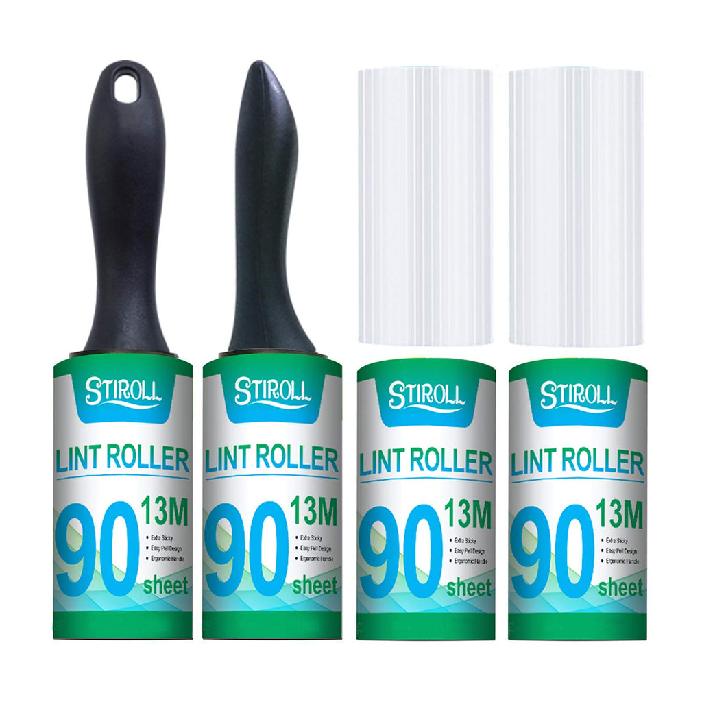 Lint Rollers for Pet Hair, Extra Sticky Value Pack with 2 Rollers and 4 Refills (90 Sheets per Refill, Total 360 Sheets 52 M) 4 Roller - PawsPlanet Australia