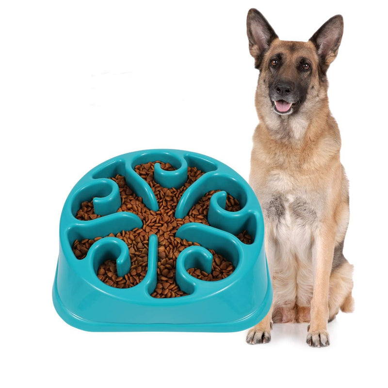 Large Dogs Bowl,Fun Slow Feeder Dog Bowl,Anti-Gulping Dog Slow Feeder Stop Bloat,Eco-Friendly Durable Big Pet Bowl E-Blue - PawsPlanet Australia