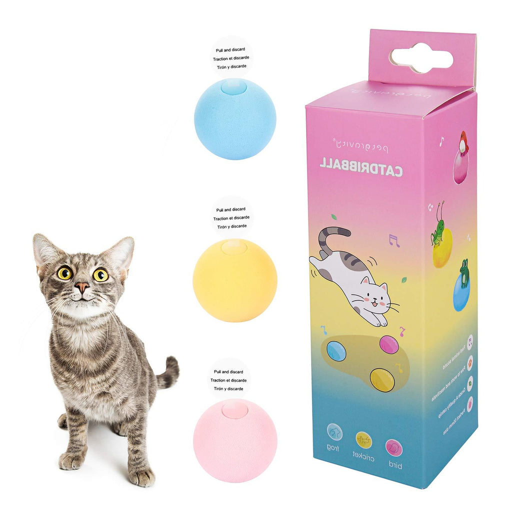 Interactive Cat Kicker Toys of 3 Lifelike Animal Chirping Sounds-Bird Frog and Cricket Chirping Sounds Ball Electronic Squeaky Ball Cat Toy Refillable Catnip for Kittens Chasing Hunting Playing - PawsPlanet Australia