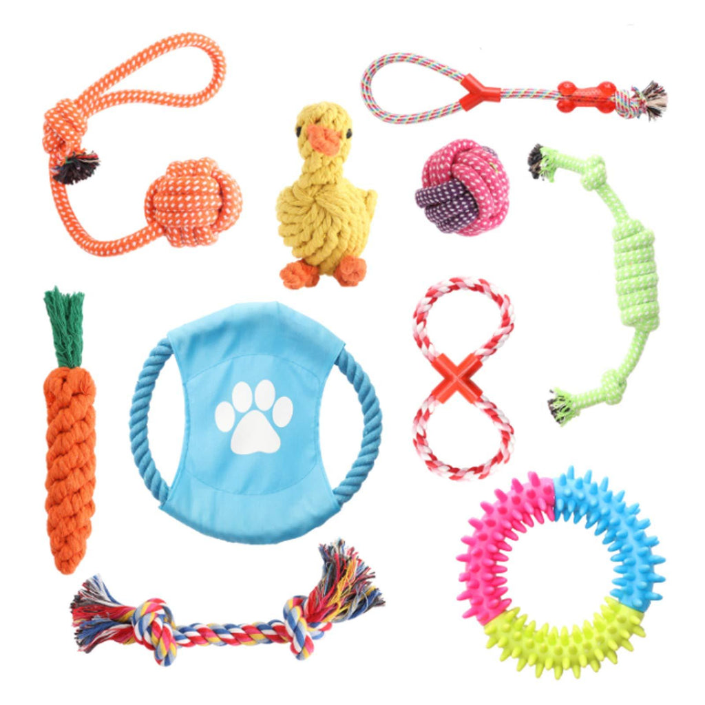 10pcs Puppy Dog Chew Toys, Pet Rope Toys dog molar toy Teething Training Relieve Anxiety and Interactive Play for Large and Small Dogs - PawsPlanet Australia