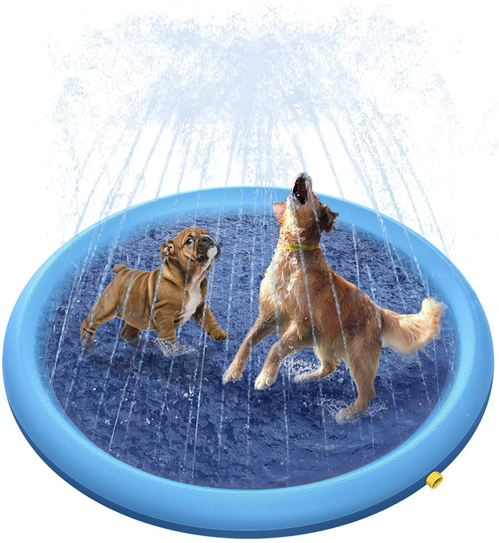 Peteast Dog Pool for Large and Small Dogs, 150 cm Summer Outdoor Garden Dog Water Toy, Foldable Paddling Pool, Dog Bath Pool, Thickened Durable, Non-Slip Sprinkler Play Mat, XL 59in - PawsPlanet Australia