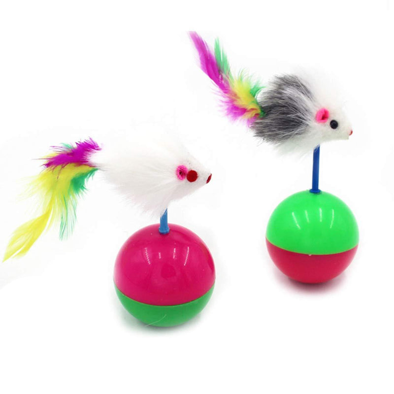 2PCS Interactive Cat Toys Cat Balance Swing Ball, Mice Tumbler Chasing Toy Ball for Cat white/black - PawsPlanet Australia