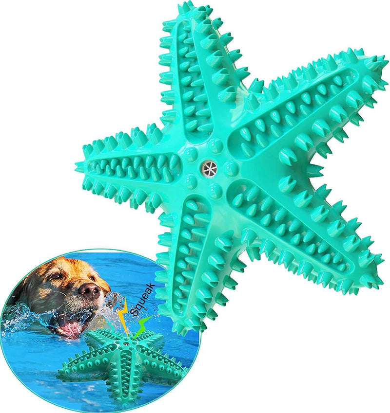 Pet Teething Squeaky Toy Dog Toothbrush Starfish Shaped, Indestructible Starfish Sound Dog Chew Toy for Small to Medium Dogs, Large Dogs, Puppies, Dental Cleaning Toy green - PawsPlanet Australia