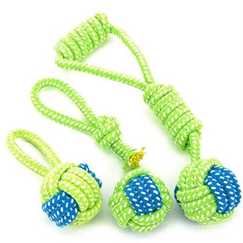 3pcs set Rope Dog Toys Bite-Resistant Pet Puppy Dog Toy Chew Ball Toy For Dogs ropes throwing ball (Green) - PawsPlanet Australia