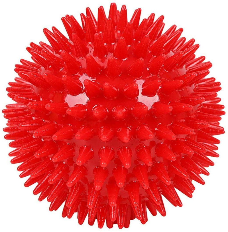 Dog Cleaning Teeth Squeaky Ball Spike Ball Bite Resistant Non-Toxic Soft Natural TPR Rubber Toy 11cm - PawsPlanet Australia