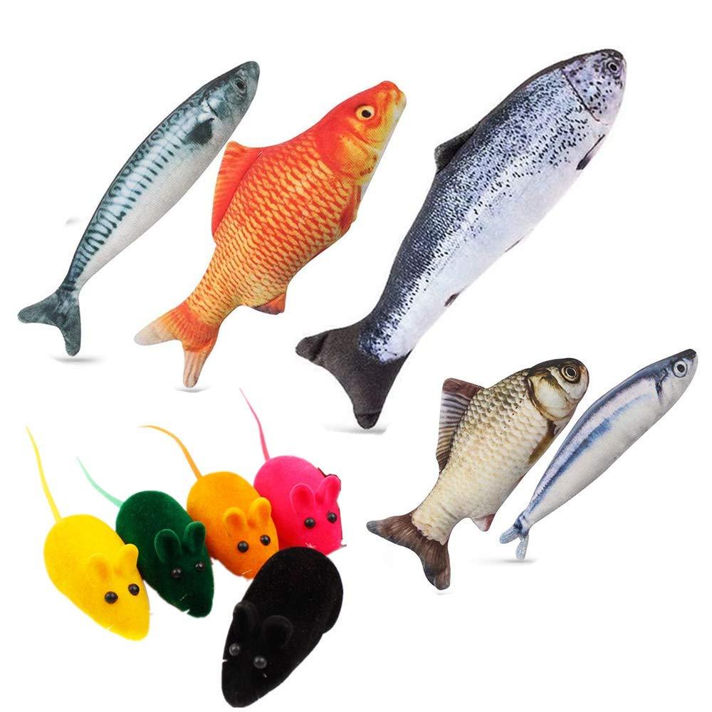 N\A 10PCS Catnip Fish Toys for Cat 20cm Cat Fish Pillow Cat Chew Toys Squeaky Mice Cat Toys Interactive Plush Cat Catnip Toys Teeth Cleaning Pets Chew Toys for Indoor Puppy Cat dog - PawsPlanet Australia