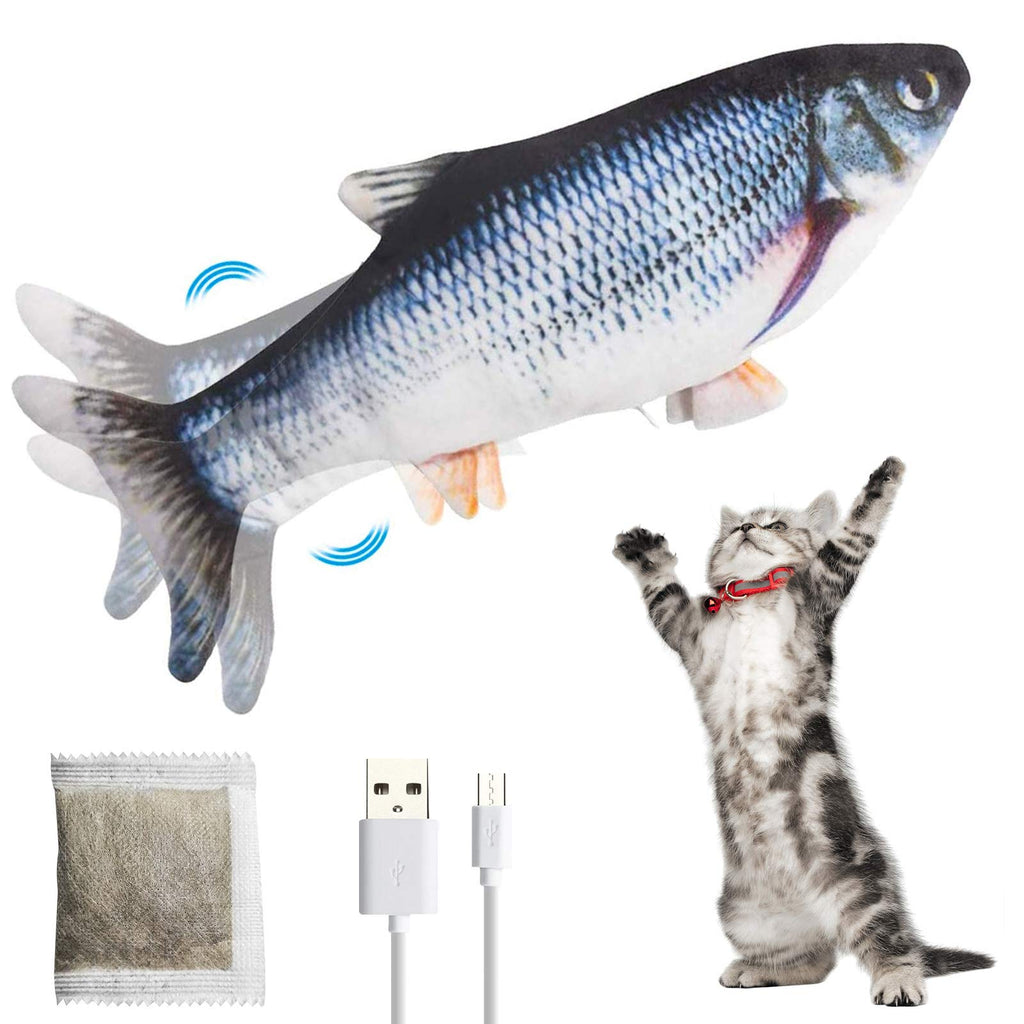 NaCot Cat Toy Fish Catnip,Electric Interactive Cat Movement Toy USB Dancing Fish for cats to play, bite, chew and kick (Grey) - PawsPlanet Australia