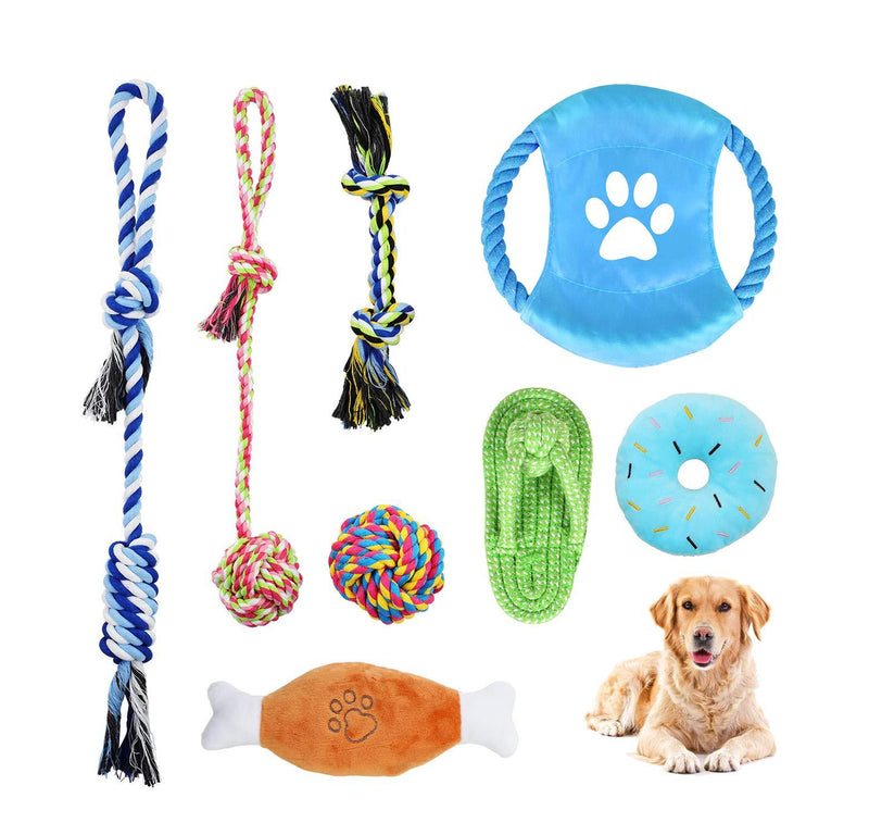 WD&CD 8 Pcs Dog Toys, Chew Toys for Dogs Dog Squeaky Toy Dog Chew Rope Toy Puppy Teething Toy Dog Rope Toy for Puppies Small Large Dogs - PawsPlanet Australia