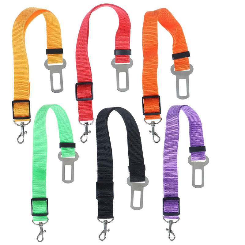 6 Pack Dog Seat Belts for Car Adjustable Elastic Bungee Dog Car Harness Dog Car Vehicle Seatbelt Pet Safety Leash Leads for Dogs Cats Nylon Senior Fabric Material - PawsPlanet Australia