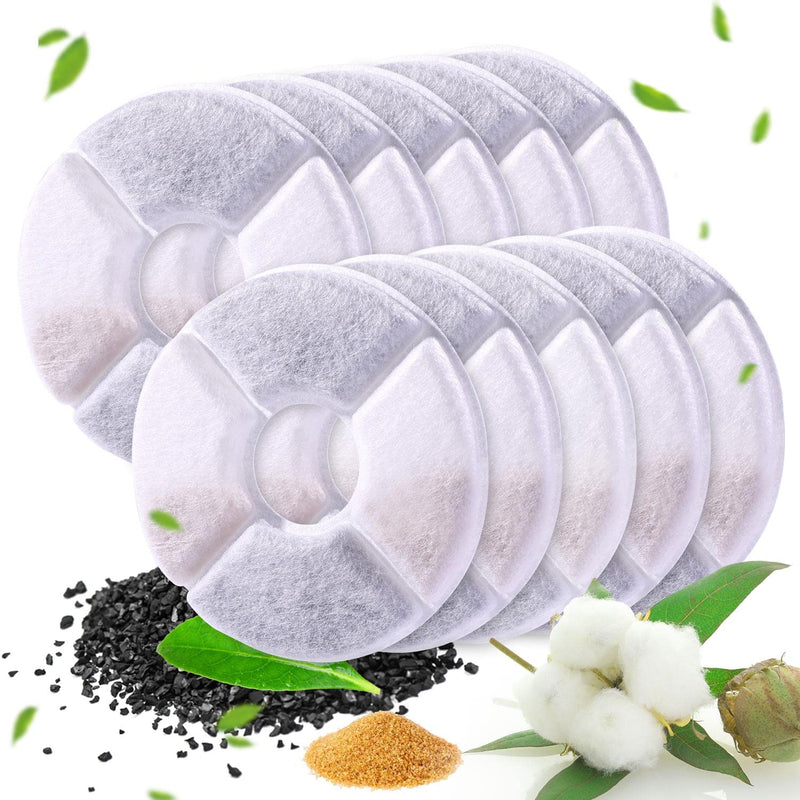 RBAYSALE Cat Water Fountain Filters,10 Packs for Pet Flower Fountains Replacement Filters Round with Activated Carbon and Resin ,for Automatic Dog Drinking Dispenser - PawsPlanet Australia