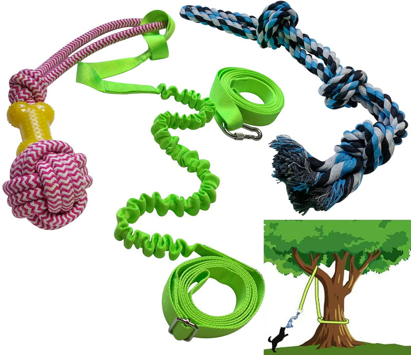 Dog Outdoor Bungee Hanging Toy - Retractable Interactive Tether Tug Dog Toy for Pitbull & Small to Large Dogs to Exercise & Tug of War, Extra Durable & Safe with Chew Rope Toy - PawsPlanet Australia