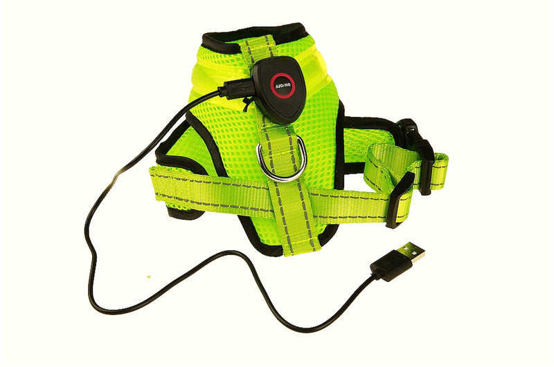 Dog Harness LED Light USB Rechargeable Adjustable Small Medium Large Choke Free (Small) - PawsPlanet Australia