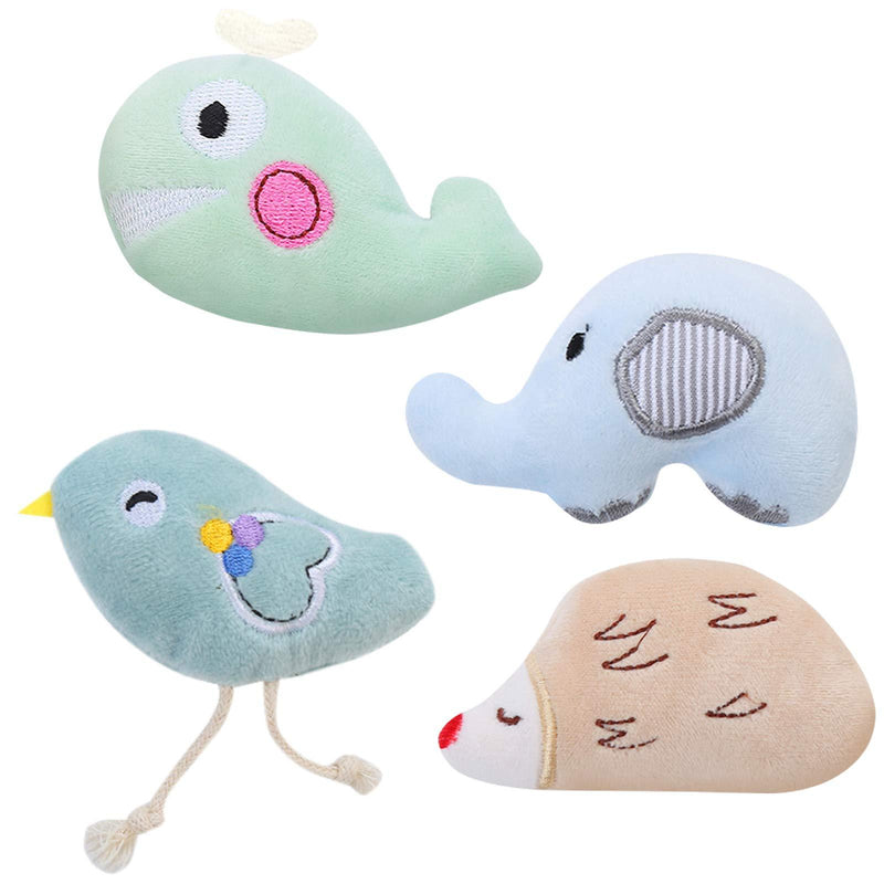 kissral Catnip Toys for Cats 4Pcs for Indoor and Interactive Cat Nip Toys Soft Plush Cat Pillow Cat Kitten Toys Cartoon Chew Toy Teeth Cleaning Grinding Claw Whale/Elephant/Bird/Hedgehog - PawsPlanet Australia