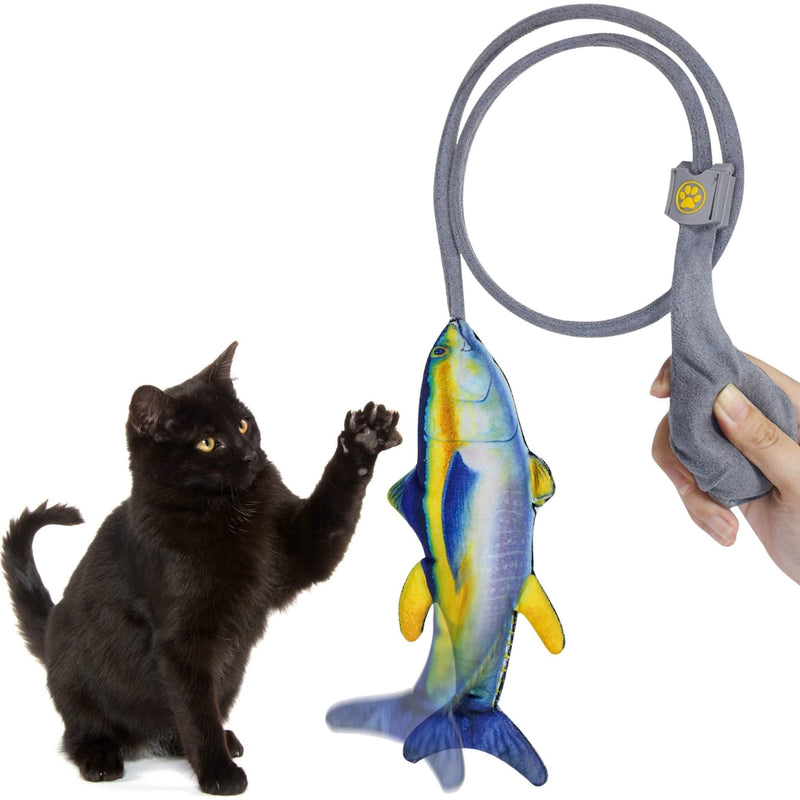 ZIKKTA Interactive Fishing Cat Toy with Catnip - Hand Controlled Teething Kitten & Cat Toys for Indoor Cats. Made of Cute Pet Friendly Scratching Plush with Bell & Cat Nip Crack - PawsPlanet Australia