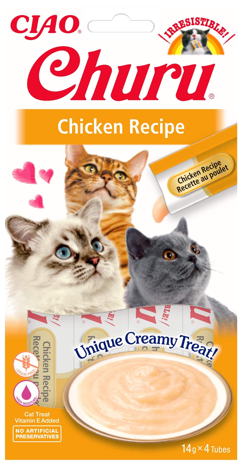 INABA Churu Sticks - Lickable Cat Treats To Feed From Hand - Delicious And Healthy Snack for Cats - Chicken Orange - PawsPlanet Australia