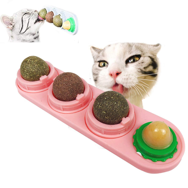 Elehui Catnip Toys Balls, Kitten Toys Edible Catnip Balls Safe and Healthy Catnip Cat Family Chasing Game Toys, Cleaning Teeth Protecting The Stomach (Pink) Pink - PawsPlanet Australia