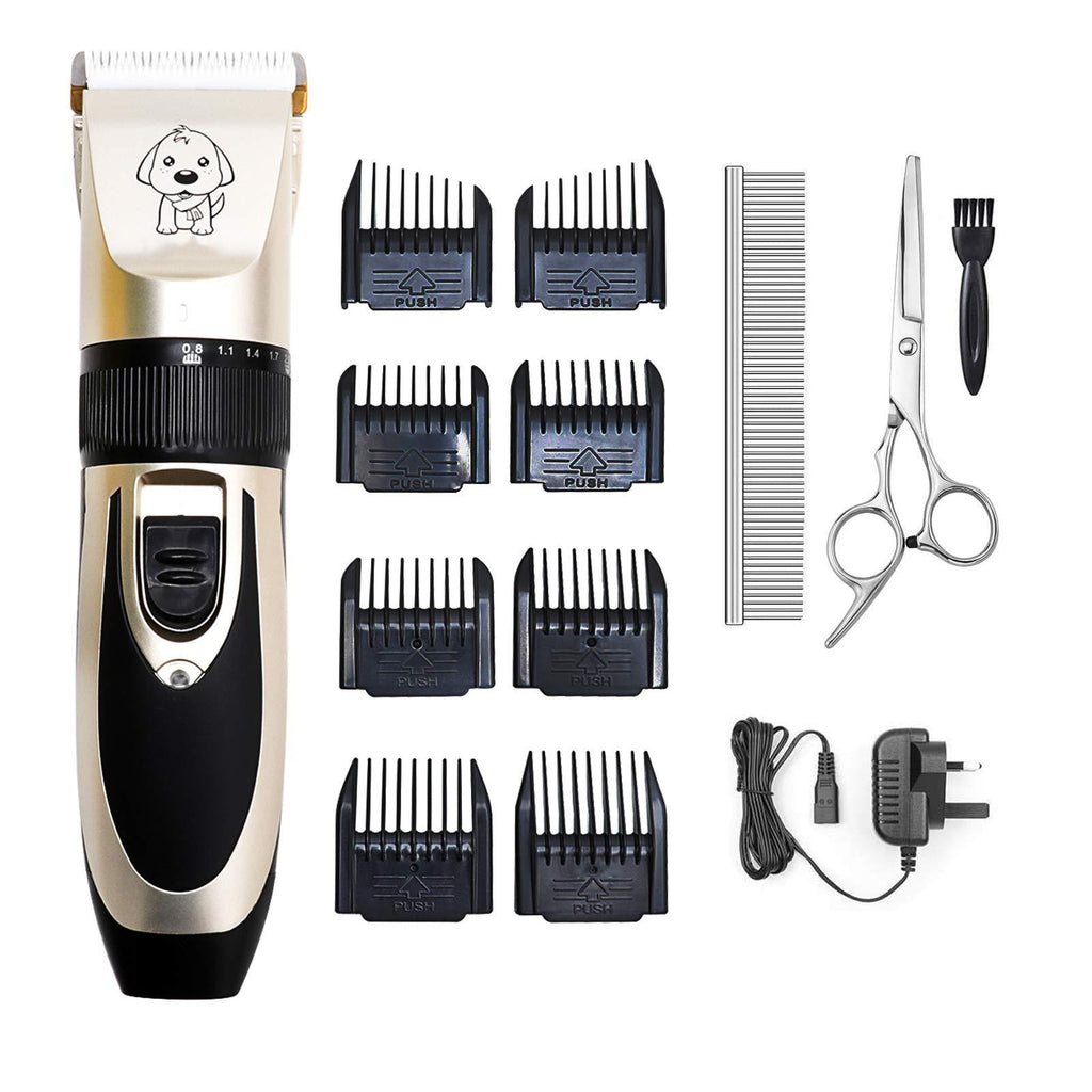 Pet Dog Grooming Clippers, Rechargeable Low Noise Cordless Pet Clippers,Professional Dog Hair Trimmer Grooming Kit Dog Shaver with 8 Comb, Quiet Electric Cat Shears for All Pets - PawsPlanet Australia