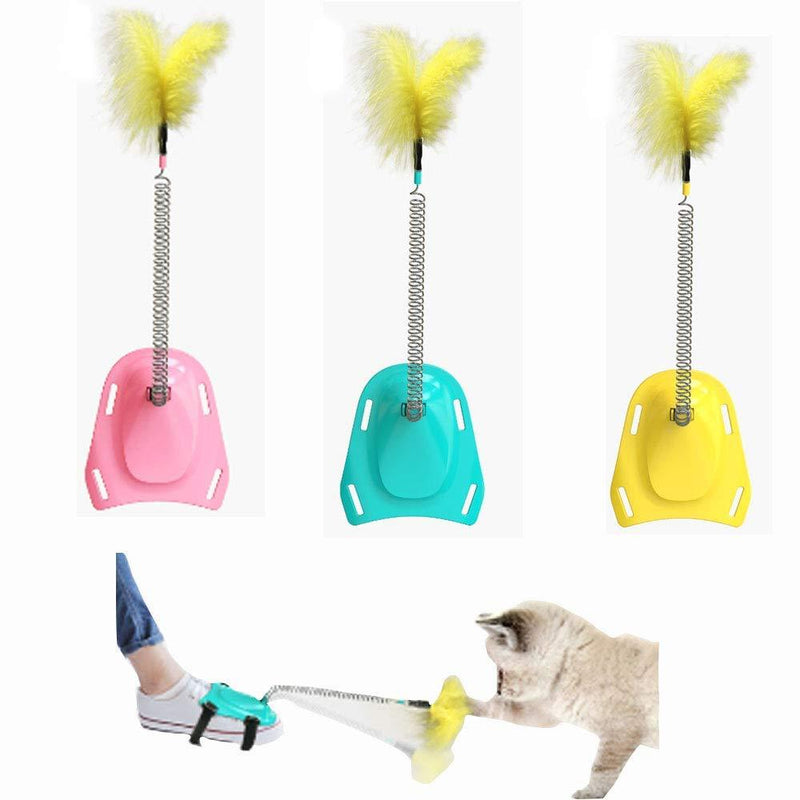 Supersnailman Cat Feather Toys Cat Foot Toys 3 Pcs Cat Teaser Wand Interactive Best Teaser Cat Toy with Assorted Feather for Indoor Cats Kitten - PawsPlanet Australia