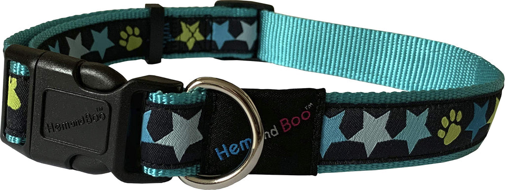 Hem and Boo Stars Blue Dog Collar Small - PawsPlanet Australia