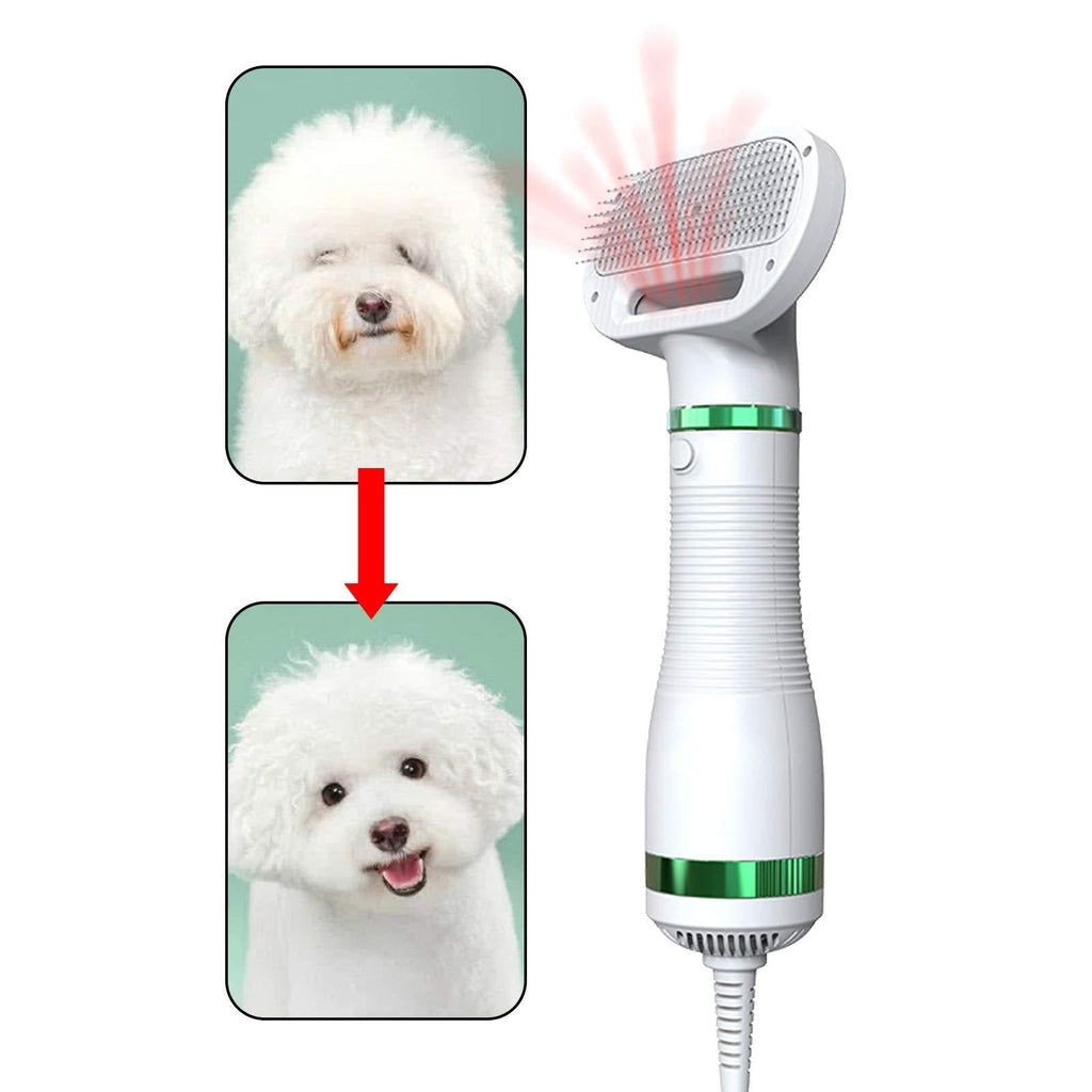 Pet Hot & Cool Air Hair Dryer with Airbag Slicker Brush, Dog Grooming Hair Remover Brush with 3 Adjustable Settings for All Seasons - PawsPlanet Australia